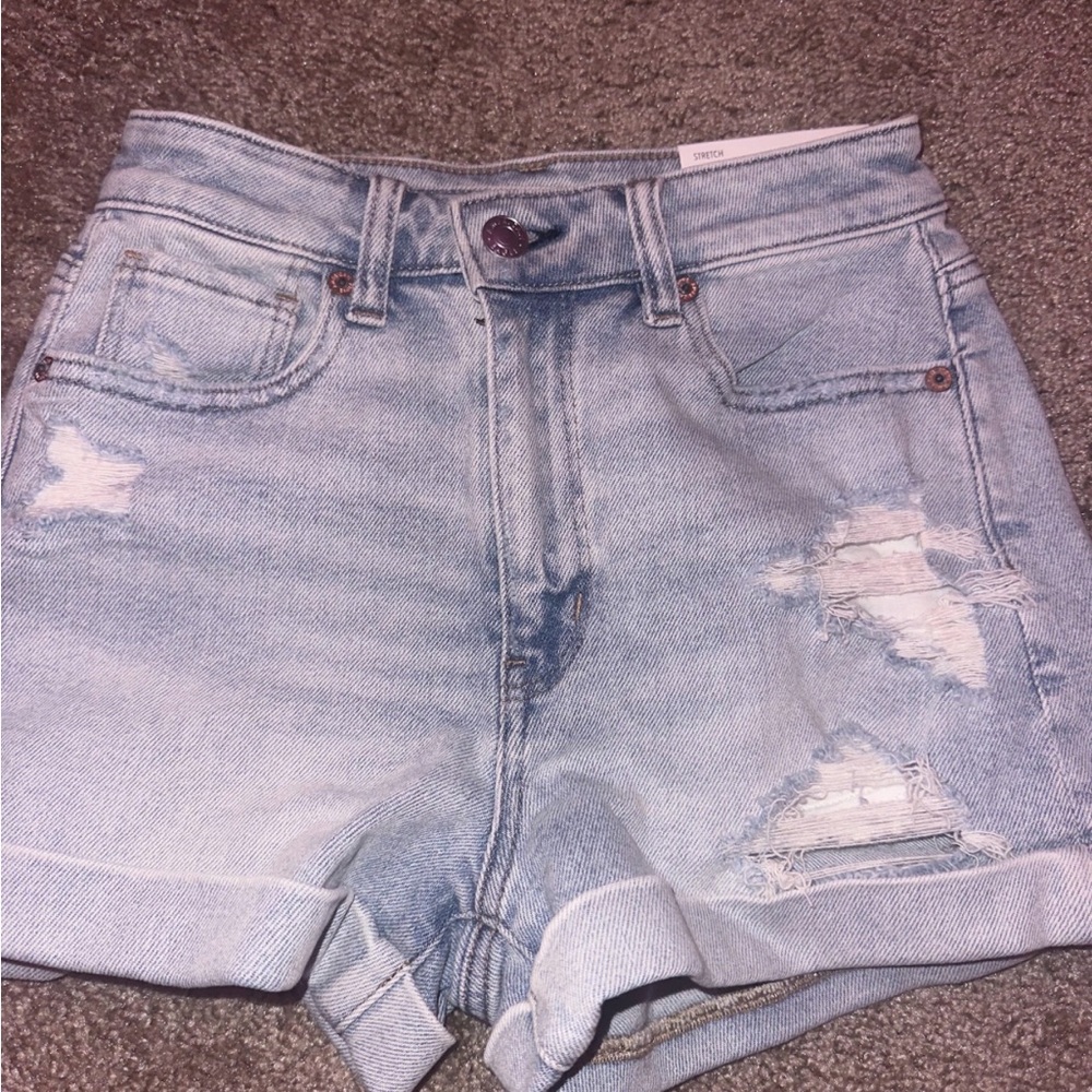 American Eagle Light Blue Distressed Jean Shorts